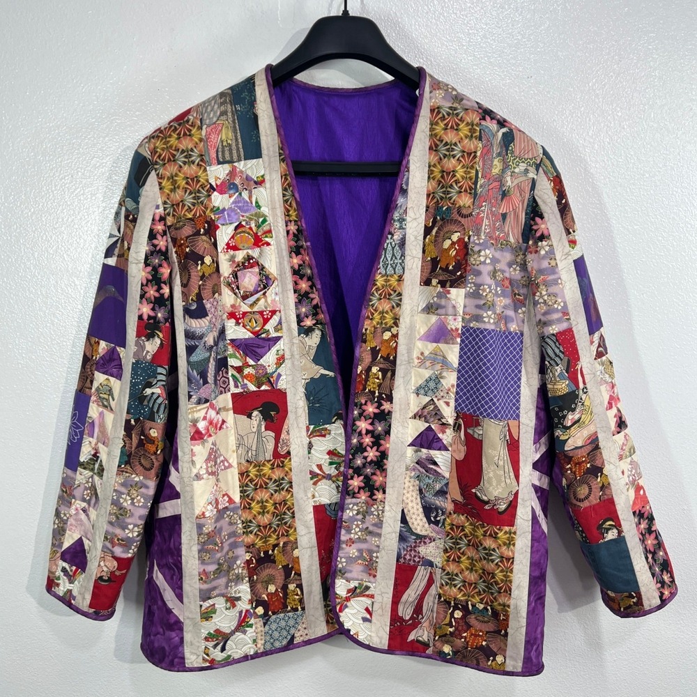 Rare Vintage Handmade "Roberta" Patchwork Quilt Jacket ‎ Art to Wear Japanese XL